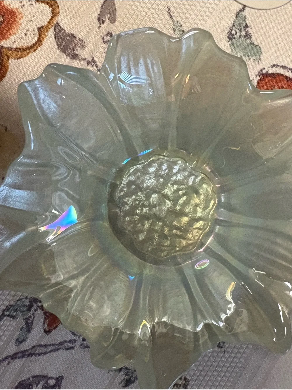 Small Iridescent Glass Flower Bowl